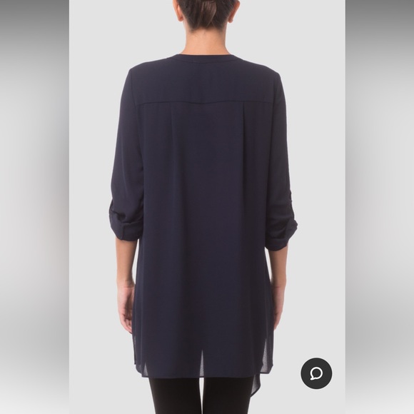 Joseph Ribkoff Made in Canada Navy Blue Asymmetric Blouse Size 4 - Picture 4 of 8